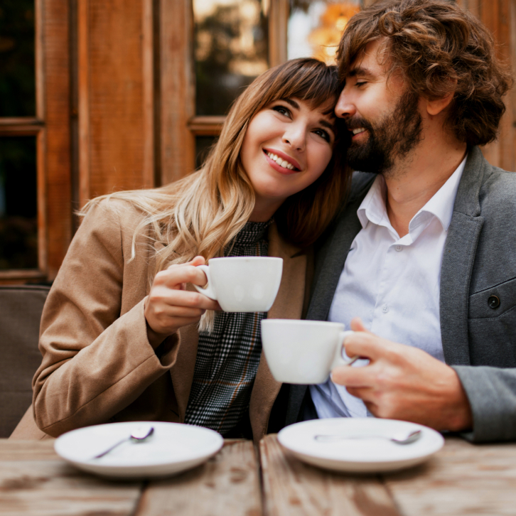 a couple drinking coffee